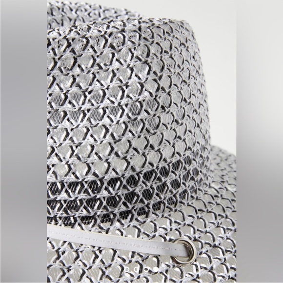 Anthropologie Sheer Navy White Sheer Lifeguard Rancher Woven Sun Beach Pool Hat - Picture 7 of 10